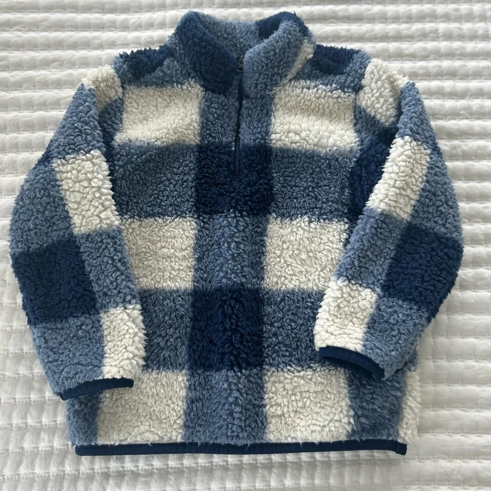 Carter's Toddler Plaid Fleece Jacket in blue and white